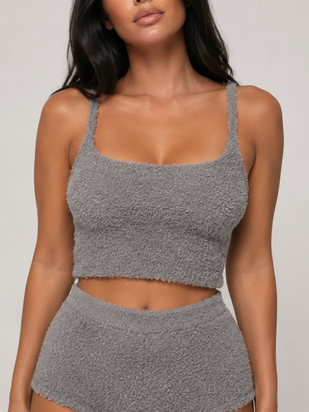 SKIMS Cozy Knit Tank Gray 4X/5X Plush Boucle NWOT